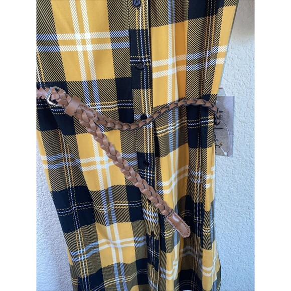 new Justify Women western Plaid shirt dress Button Roll Tab country nashville - Picture 5 of 10